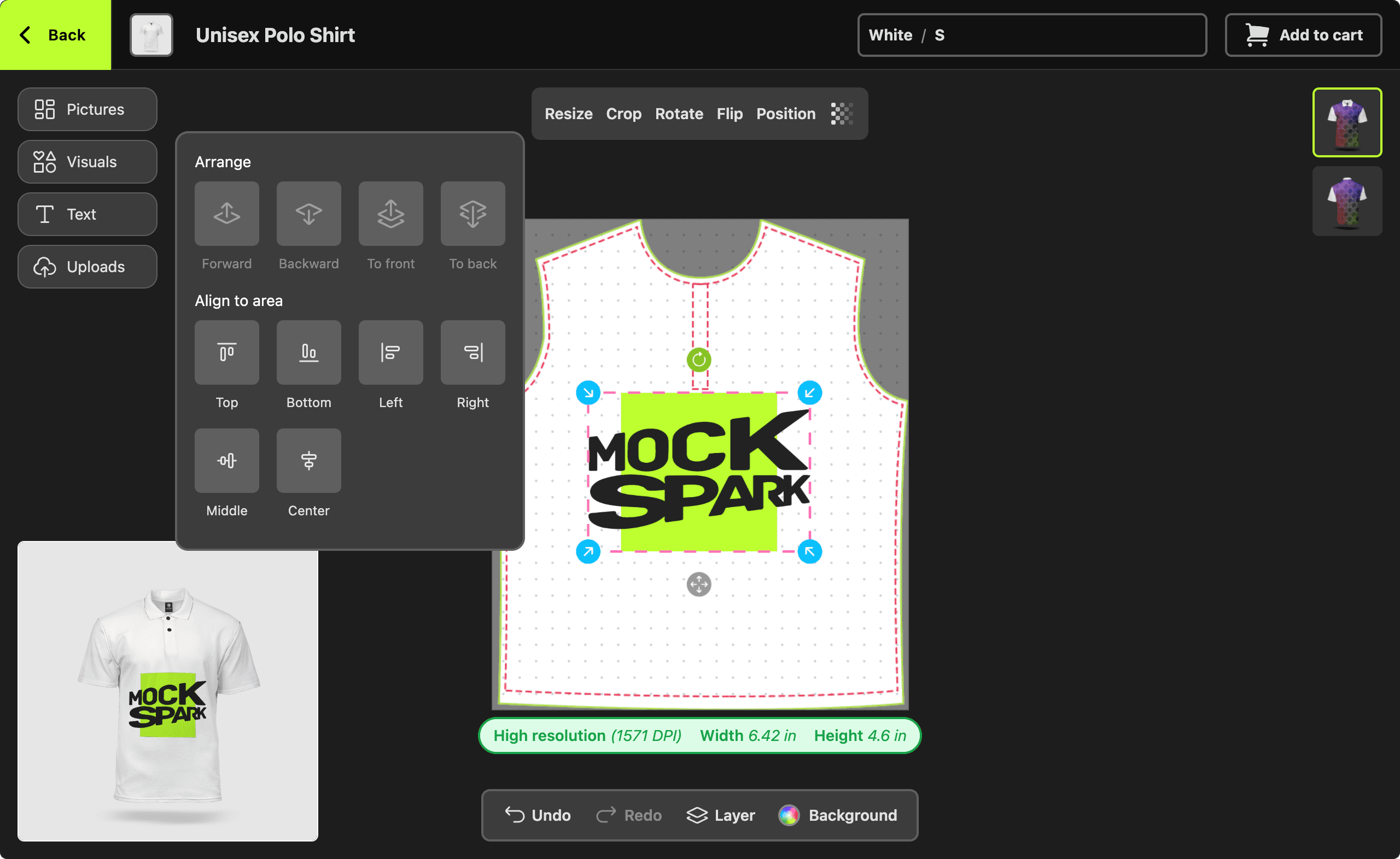 Mockspark dashboard showing customizable Shopify product mockups